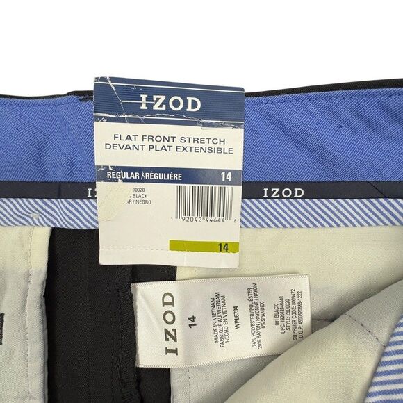 NWT Izod Boys Black Flat Front Stretch Dress Pants Slacks Uniform 14 Regular - Picture 5 of 13